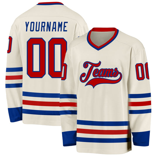 Custom Cream Red-Royal Hockey Jersey - Sky-Custom