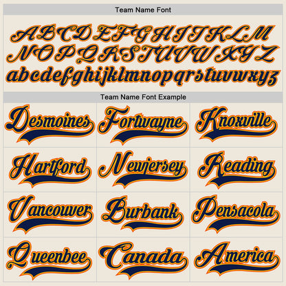Custom Cream Navy Gold-Orange Hockey Jersey - Sky-Custom