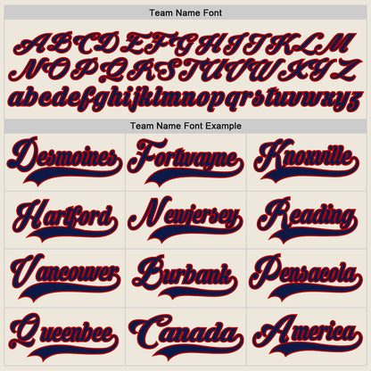 Custom Cream Navy-Red Hockey Jersey - Sky-Custom