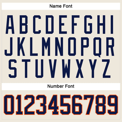 Custom Cream Navy-Orange Hockey Jersey - Sky-Custom