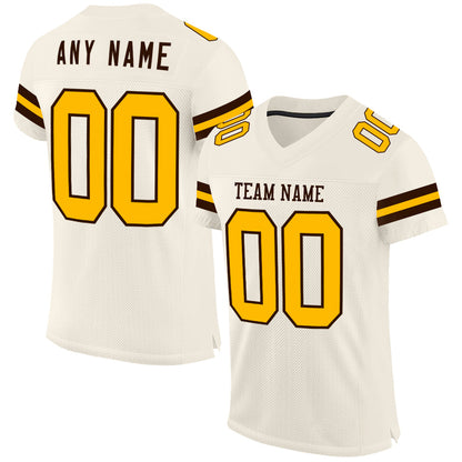 Custom Cream Gold-Brown Mesh Authentic Football Jersey - Sky-Custom