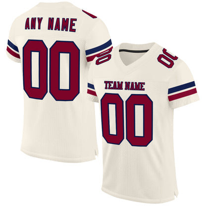 Custom Cream Maroon-Navy Mesh Authentic Football Jersey - Sky-Custom