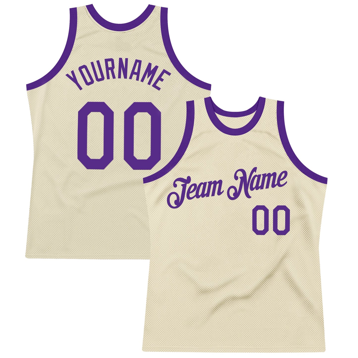 Custom Cream Purple Authentic Throwback Basketball Jersey - Sky-Custom