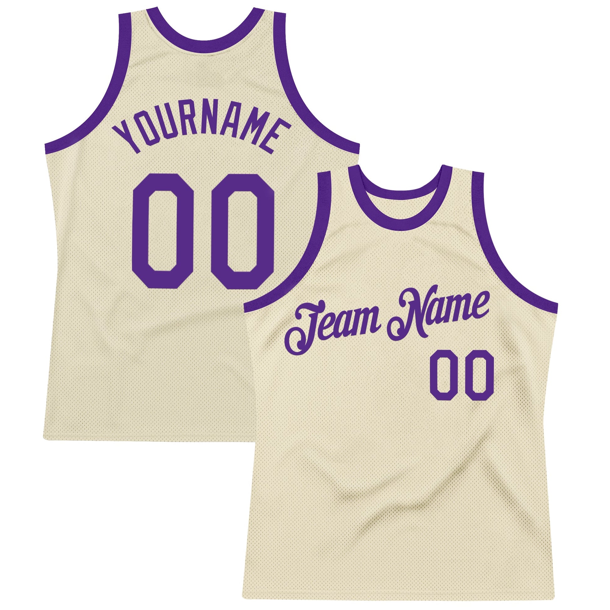 Custom Cream Purple Authentic Throwback Basketball Jersey - Sky-Custom