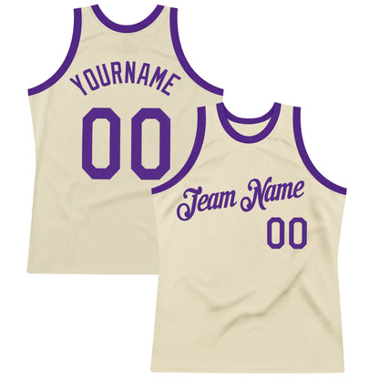 Custom Cream Purple Authentic Throwback Basketball Jersey - Sky-Custom