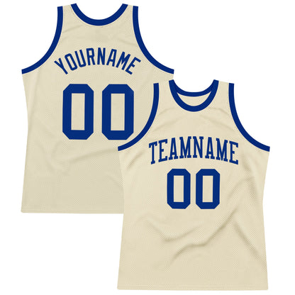 Custom Cream Royal Authentic Throwback Basketball Jersey - Sky-Custom