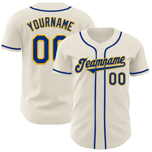 Custom Cream Royal-Gold Authentic Baseball Jersey - Sky-Custom