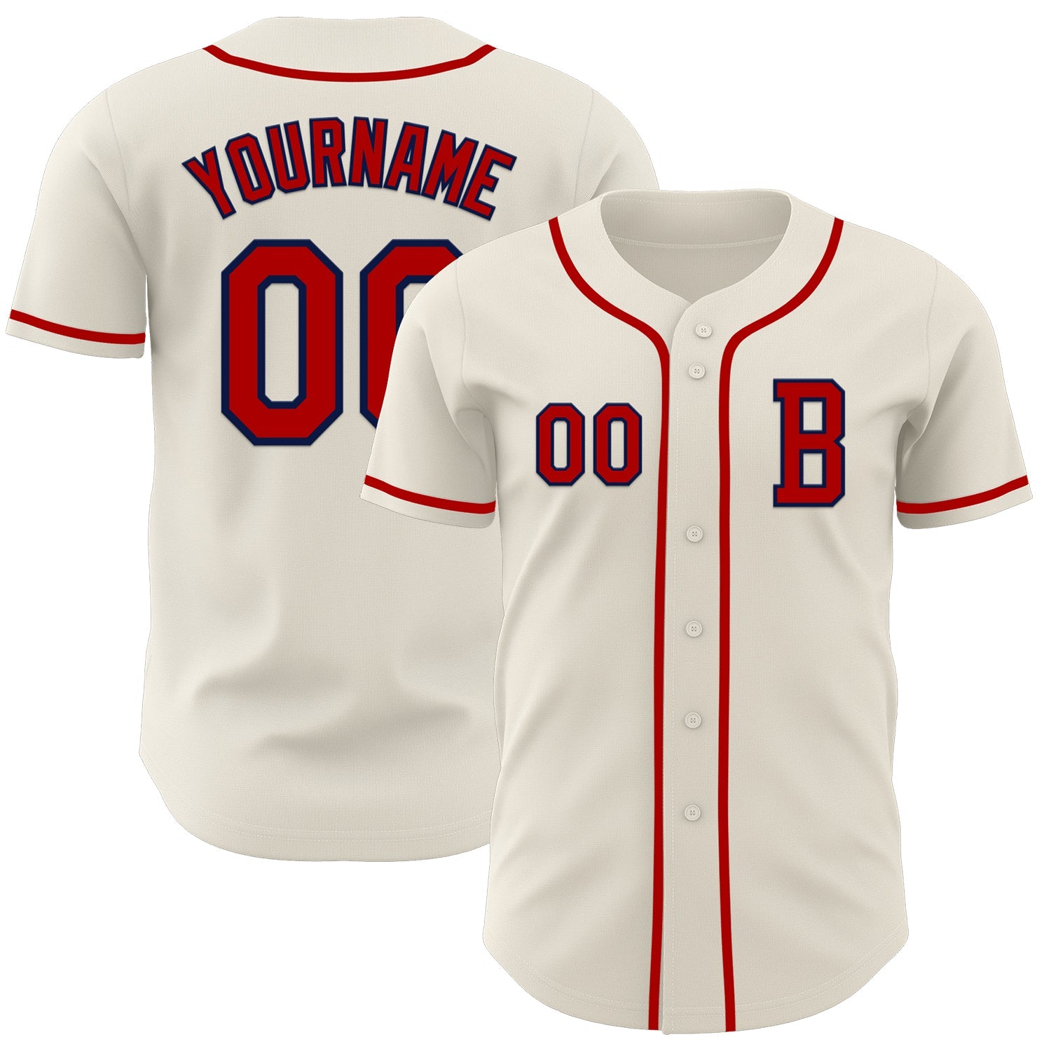 Custom Cream Red-Navy Authentic Baseball Jersey - Sky-Custom