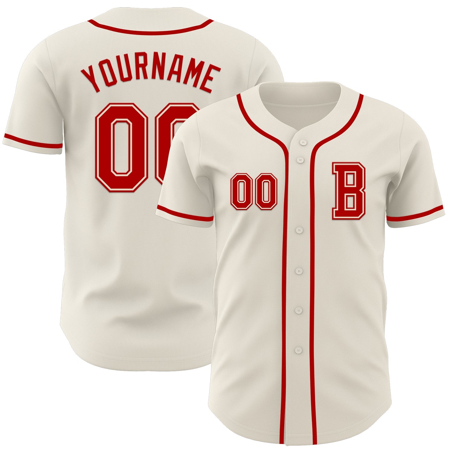 Custom Cream Red Authentic Baseball Jersey - Sky-Custom