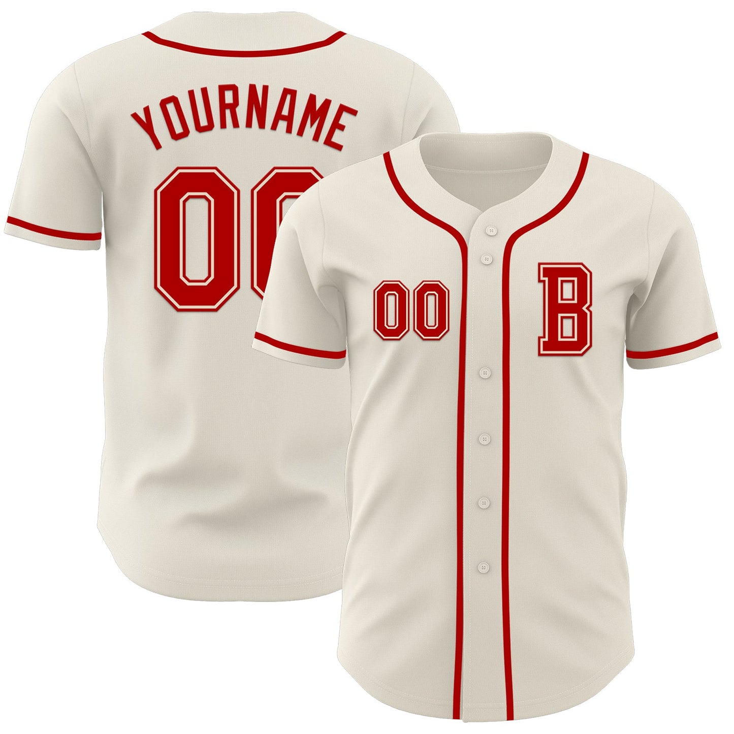 Custom Cream Red Authentic Baseball Jersey - Sky-Custom