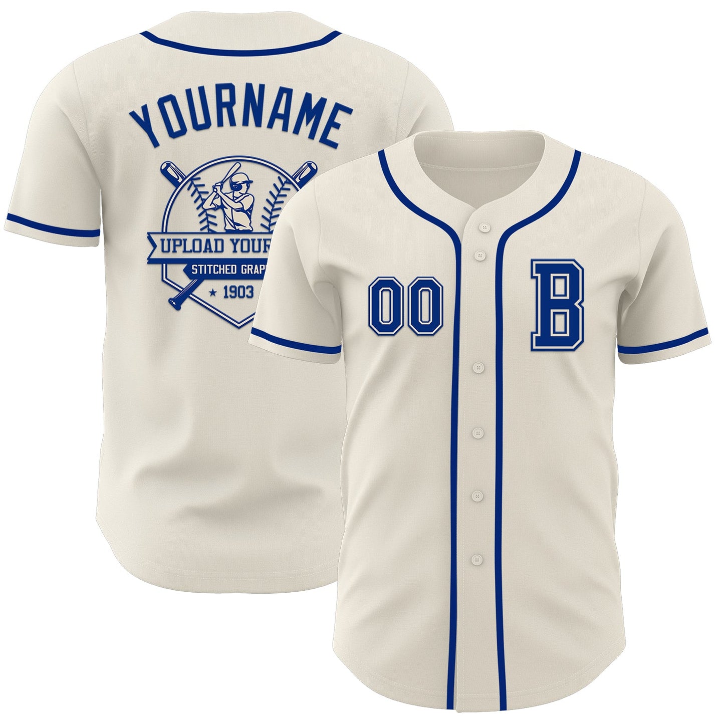 Custom Cream Royal Authentic Baseball Jersey - Sky-Custom