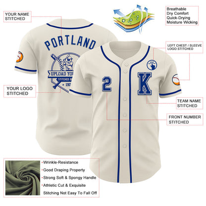 Custom Cream Royal Authentic Baseball Jersey - Sky-Custom