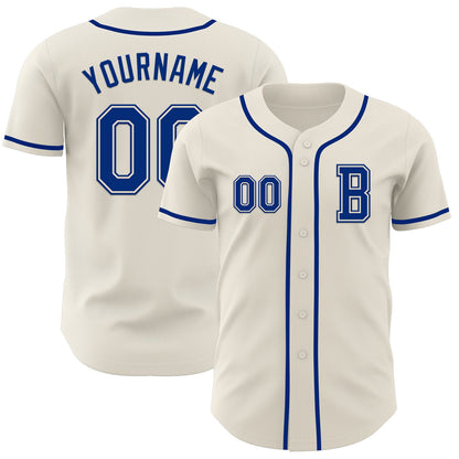 Custom Cream Royal Authentic Baseball Jersey - Sky-Custom