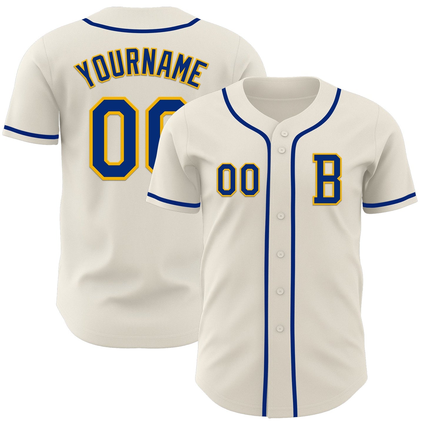 Custom Cream Royal-Gold Authentic Baseball Jersey - Sky-Custom