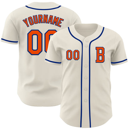 Custom Cream Orange-Royal Authentic Baseball Jersey - Sky-Custom
