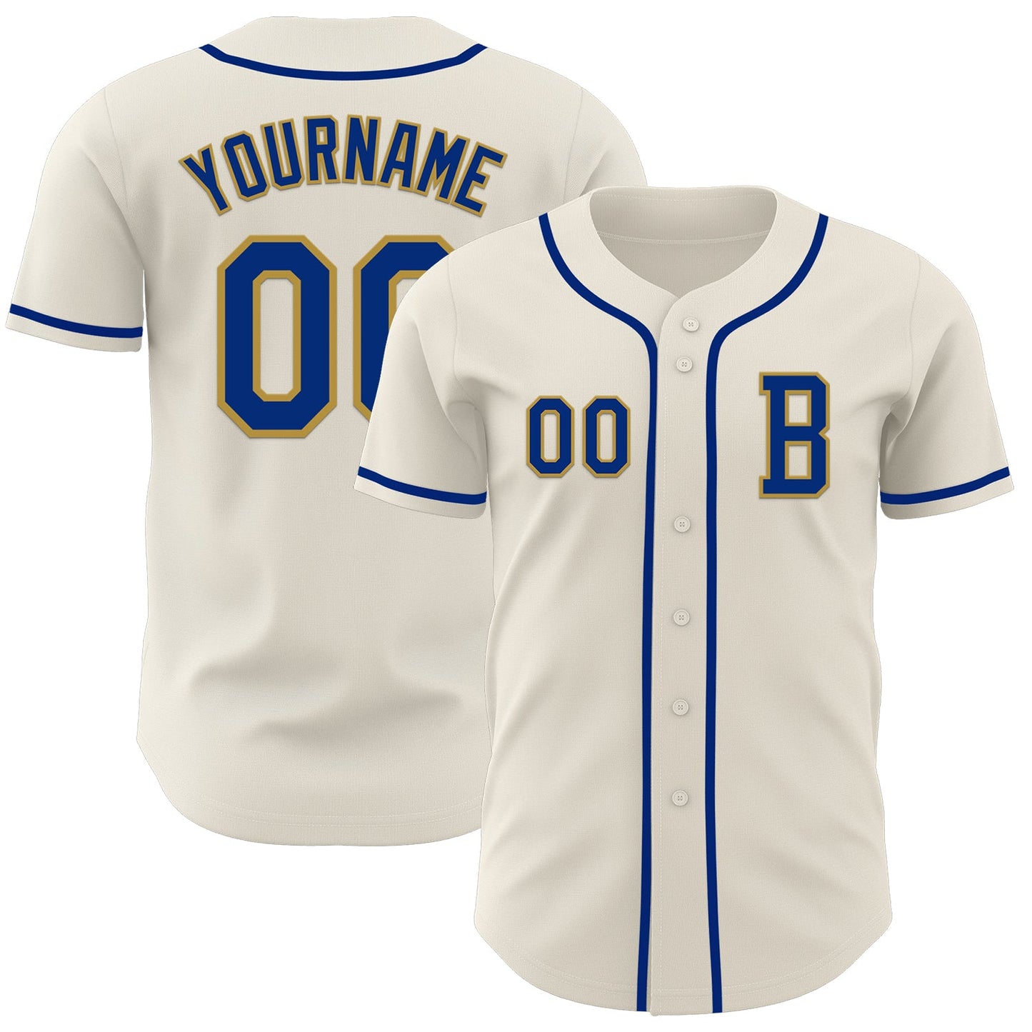 Custom Cream Royal-Old Gold Authentic Baseball Jersey - Sky-Custom