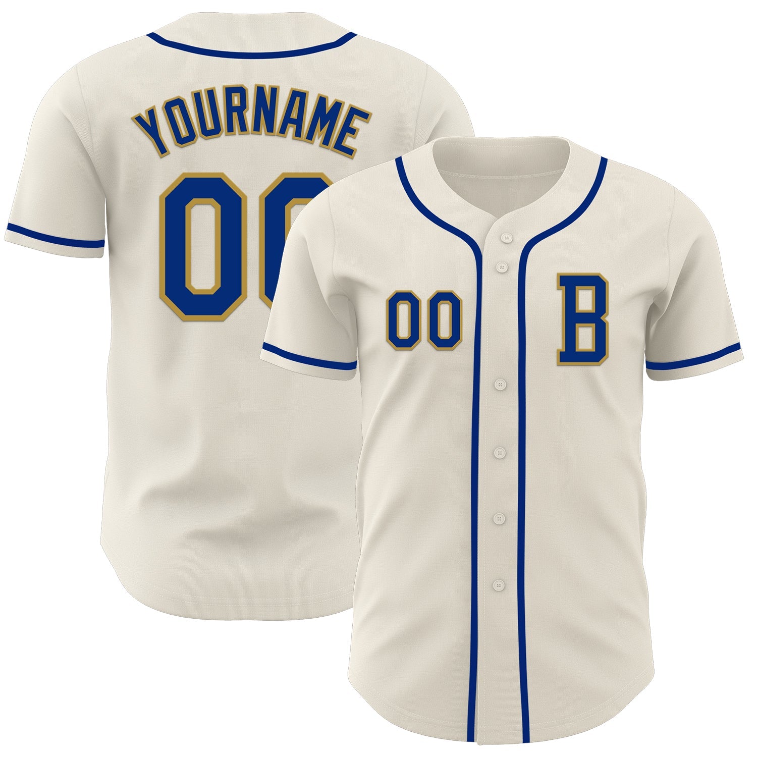 Custom Cream Royal-Old Gold Authentic Baseball Jersey - Sky-Custom