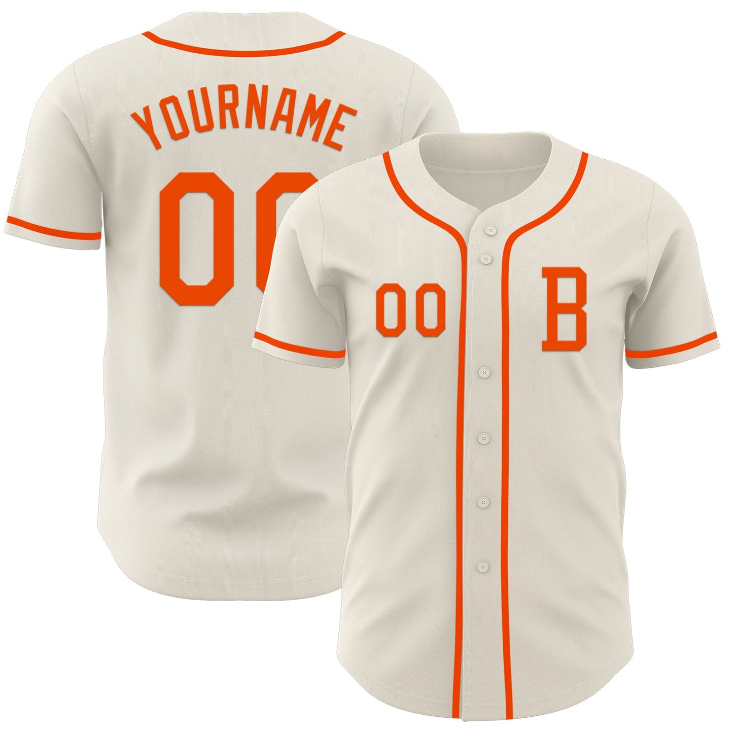 Custom Cream Orange Authentic Baseball Jersey - Sky-Custom
