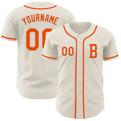 Custom Cream Orange Authentic Baseball Jersey - Sky-Custom
