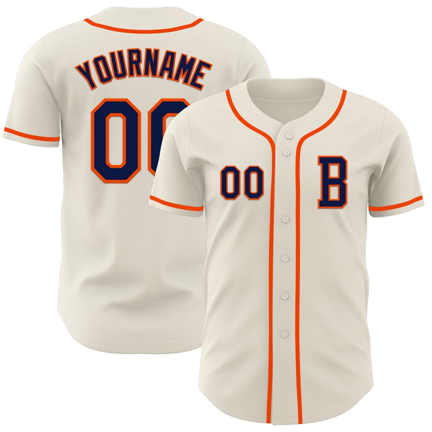 Custom Cream Navy-Orange Authentic Baseball Jersey - Sky-Custom