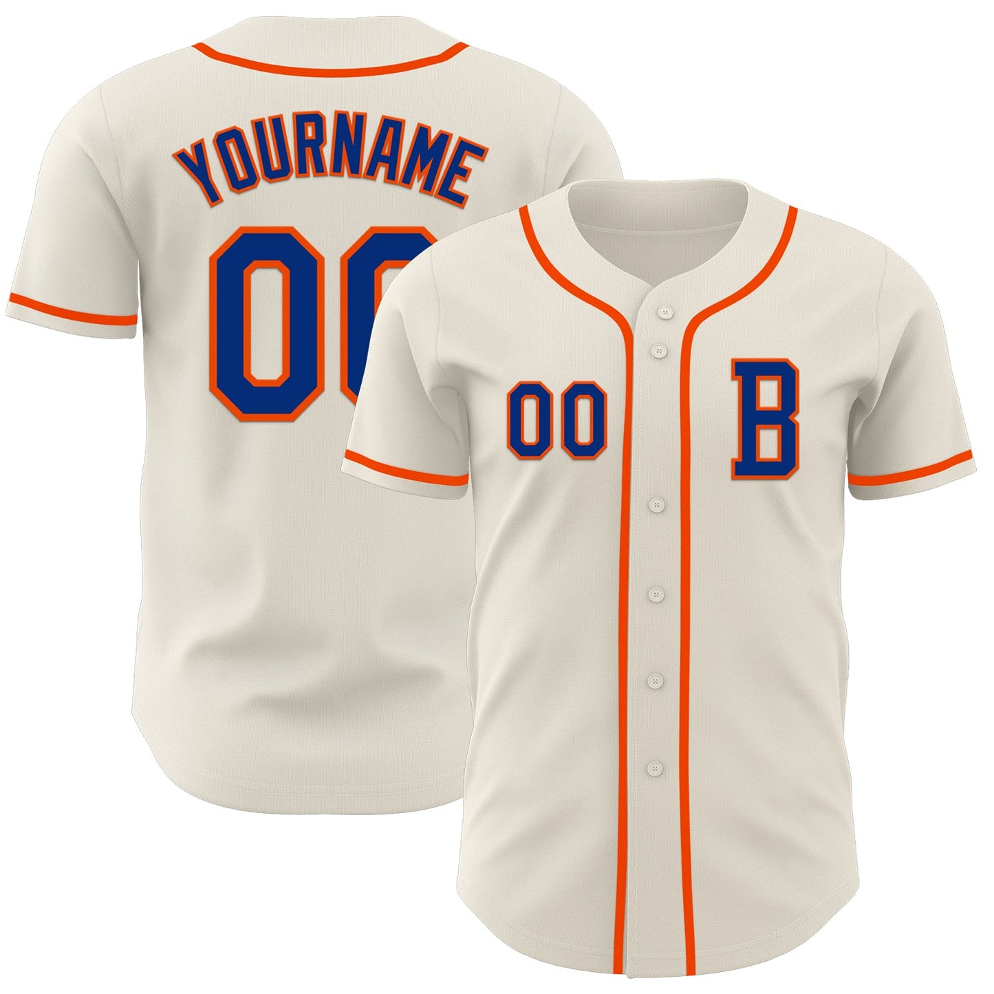 Custom Cream Royal-Orange Authentic Baseball Jersey - Sky-Custom