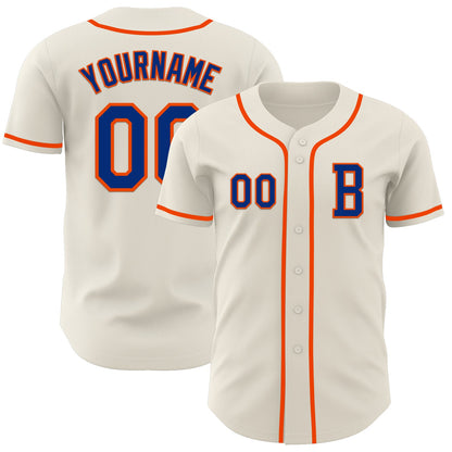 Custom Cream Royal-Orange Authentic Baseball Jersey - Sky-Custom