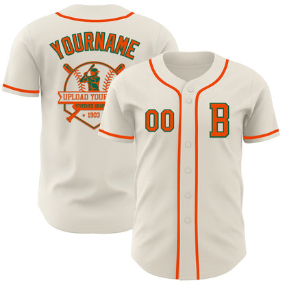 Custom Cream Orange-Kelly Green Authentic Baseball Jersey - Sky-Custom
