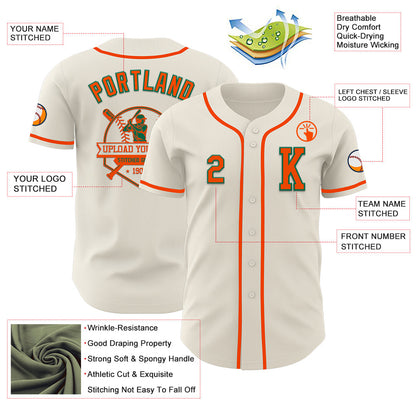 Custom Cream Orange-Kelly Green Authentic Baseball Jersey - Sky-Custom