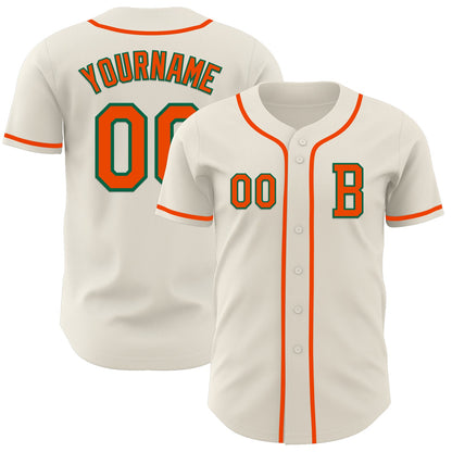 Custom Cream Orange-Kelly Green Authentic Baseball Jersey - Sky-Custom