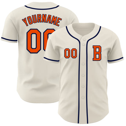 Custom Cream Orange-Navy Authentic Baseball Jersey - Sky-Custom
