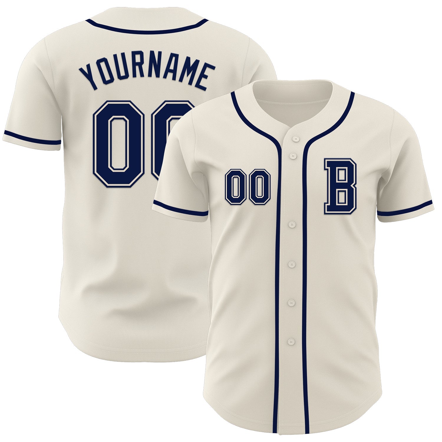 Custom Cream Navy Authentic Baseball Jersey - Sky-Custom