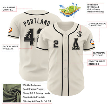 Custom Cream Black Authentic Baseball Jersey - Sky-Custom