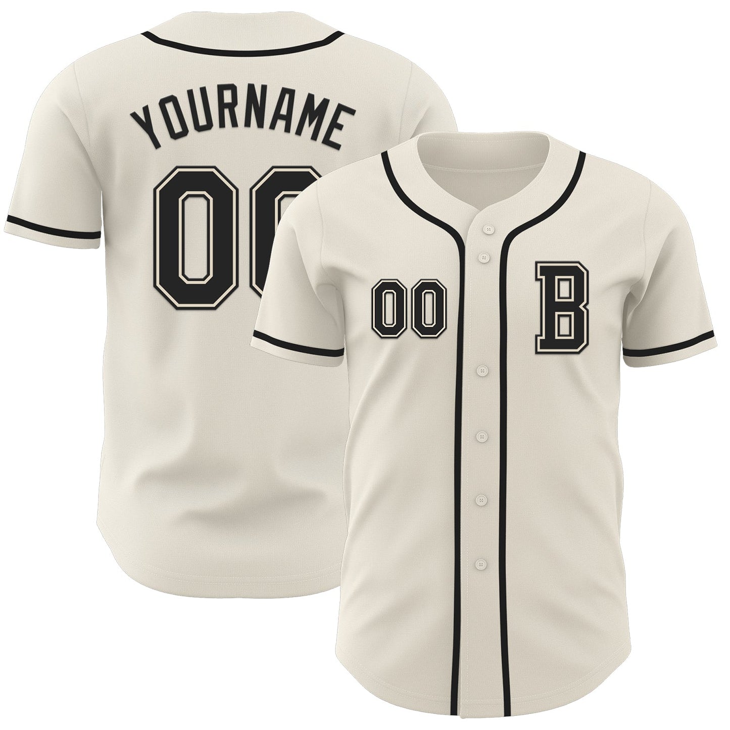 Custom Cream Black Authentic Baseball Jersey - Sky-Custom