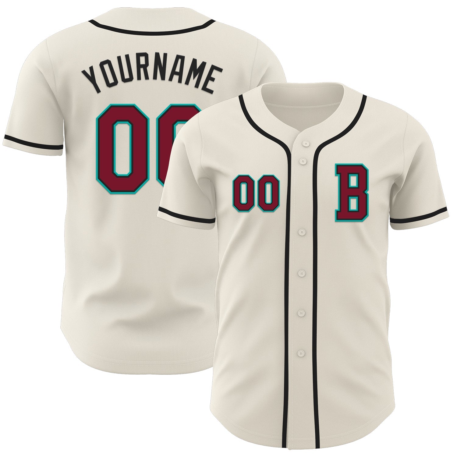 Custom Cream Crimson Black-Aqua Authentic Baseball Jersey - Sky-Custom