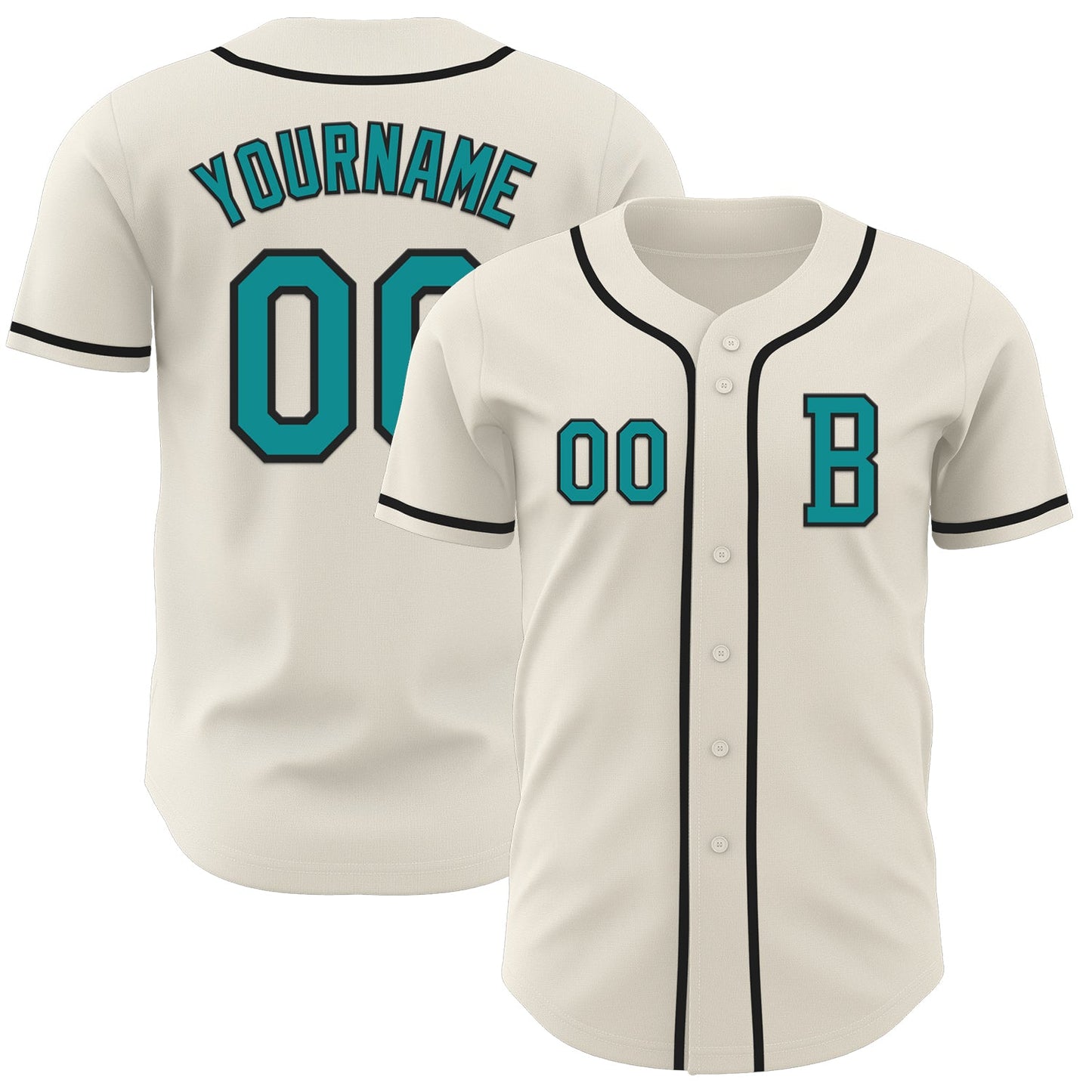 Custom Cream Teal-Black Authentic Baseball Jersey - Sky-Custom