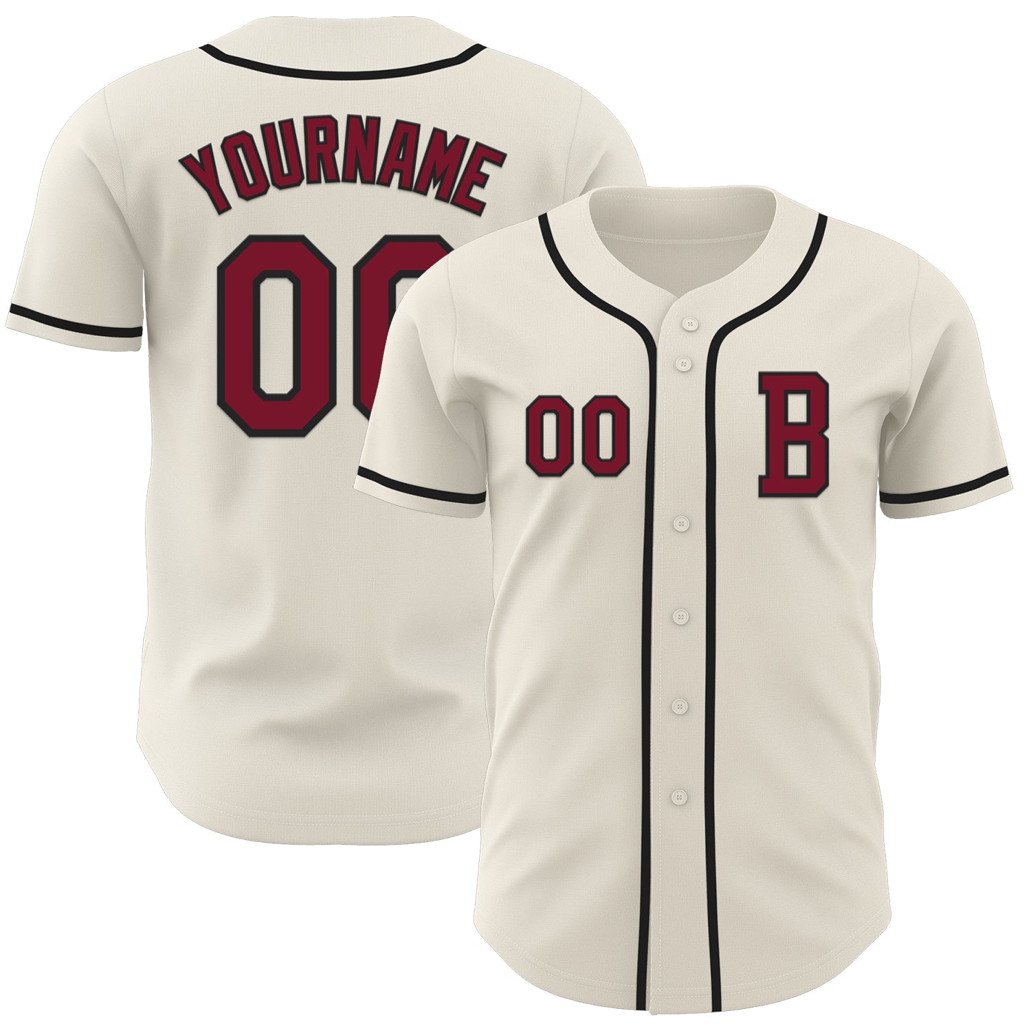 Custom Cream Crimson-Black Authentic Baseball Jersey - Sky-Custom