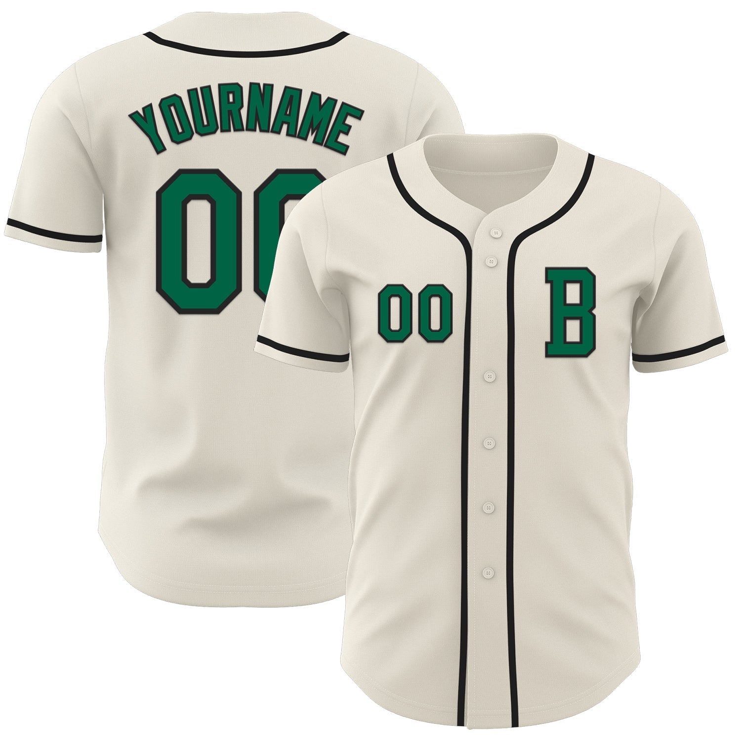 Custom Cream Kelly Green-Black Authentic Baseball Jersey - Sky-Custom