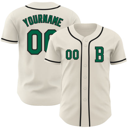Custom Cream Kelly Green-Black Authentic Baseball Jersey - Sky-Custom