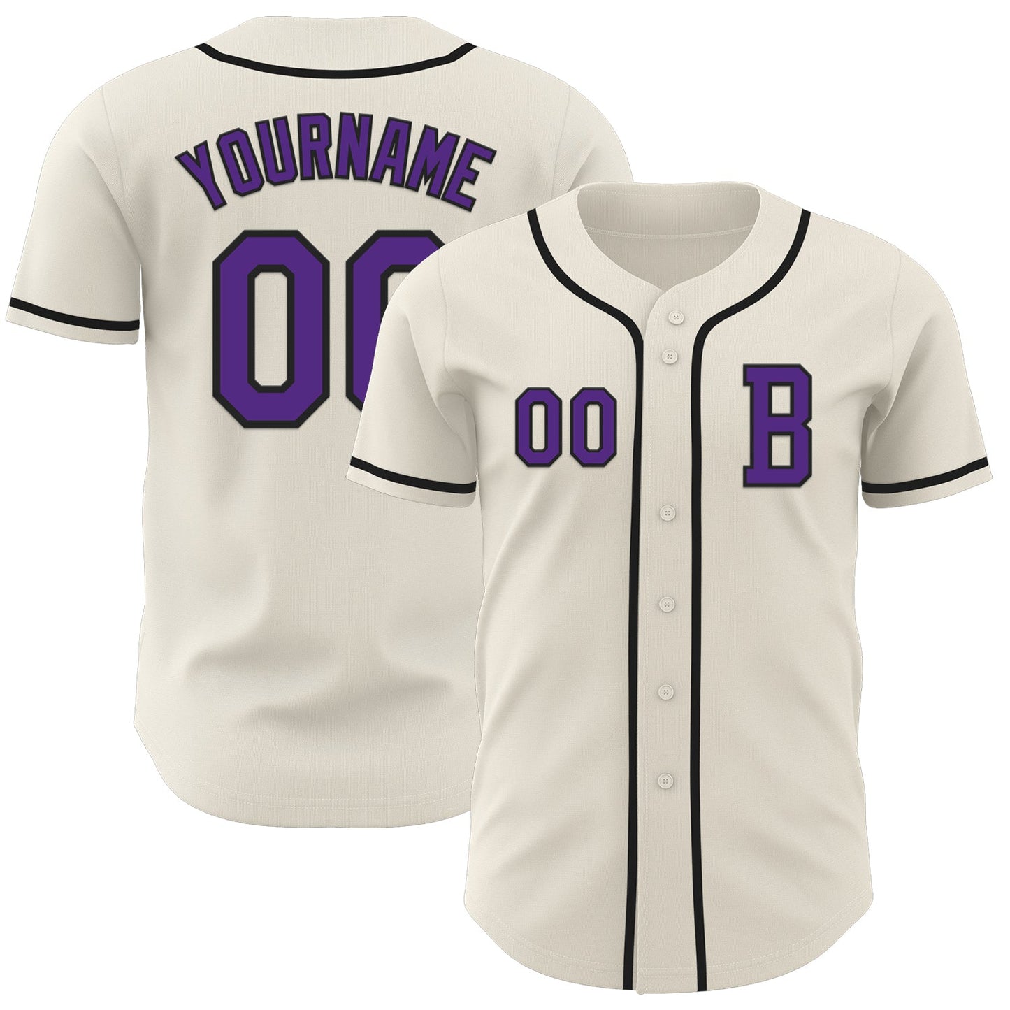 Custom Cream Purple-Black Authentic Baseball Jersey - Sky-Custom