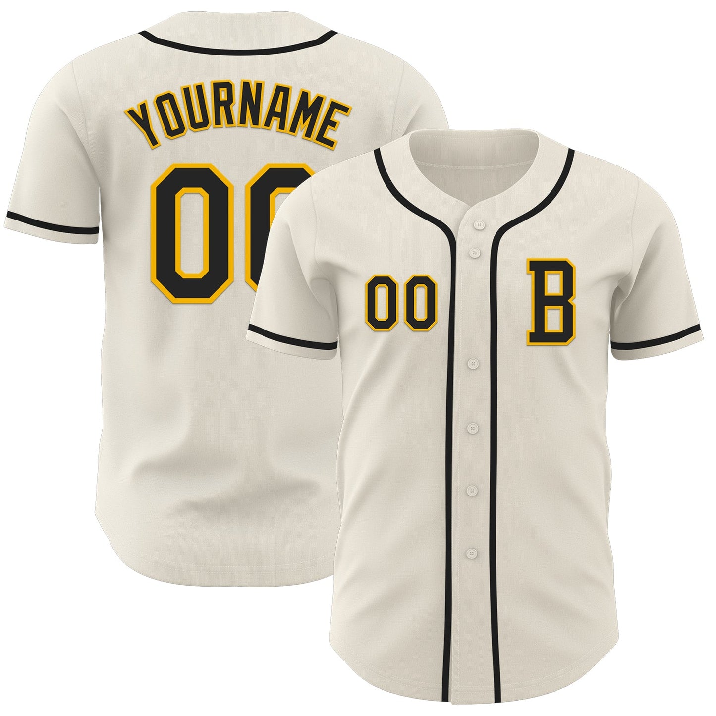 Custom Cream Black-Gold Authentic Baseball Jersey - Sky-Custom