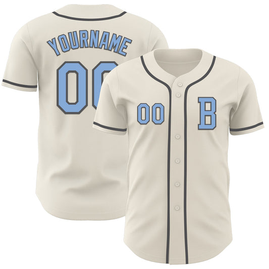 Custom Cream Light Blue-Steel Gray Authentic Baseball Jersey - Sky-Custom