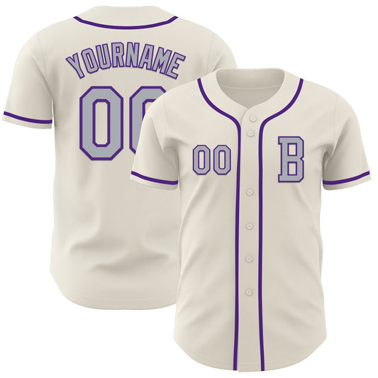 Custom Cream Gray-Purple Authentic Baseball Jersey - Sky-Custom