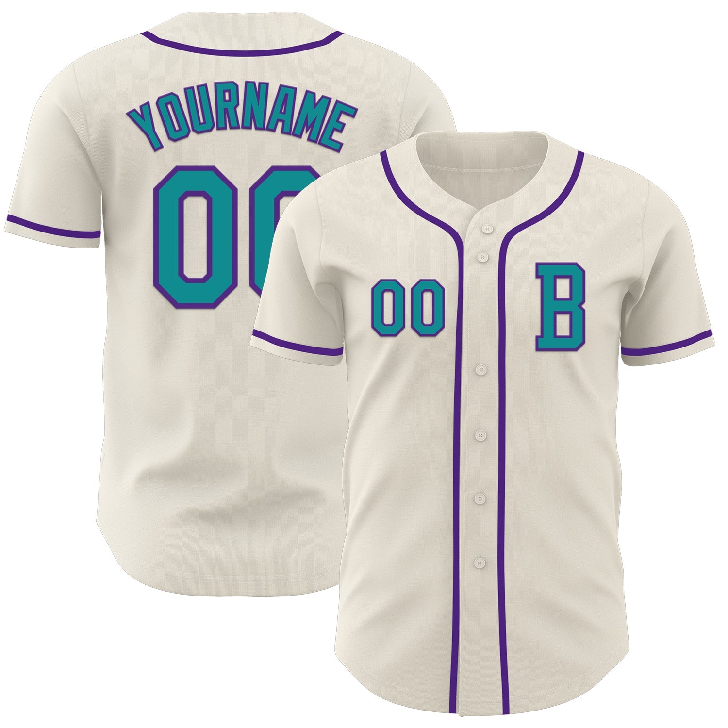 Custom Cream Teal-Purple Authentic Baseball Jersey - Sky-Custom