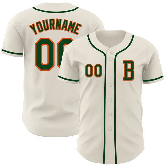 Custom Cream Green-Orange Authentic Baseball Jersey - Sky-Custom