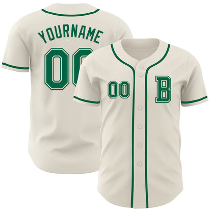 Custom Cream Kelly Green Authentic Baseball Jersey - Sky-Custom