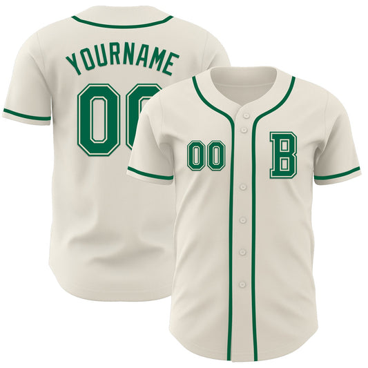 Custom Cream Kelly Green Authentic Baseball Jersey - Sky-Custom