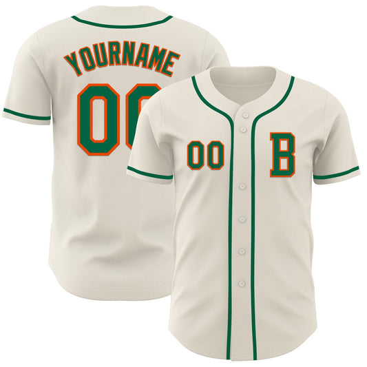 Custom Cream Kelly Green-Orange Authentic Baseball Jersey - Sky-Custom