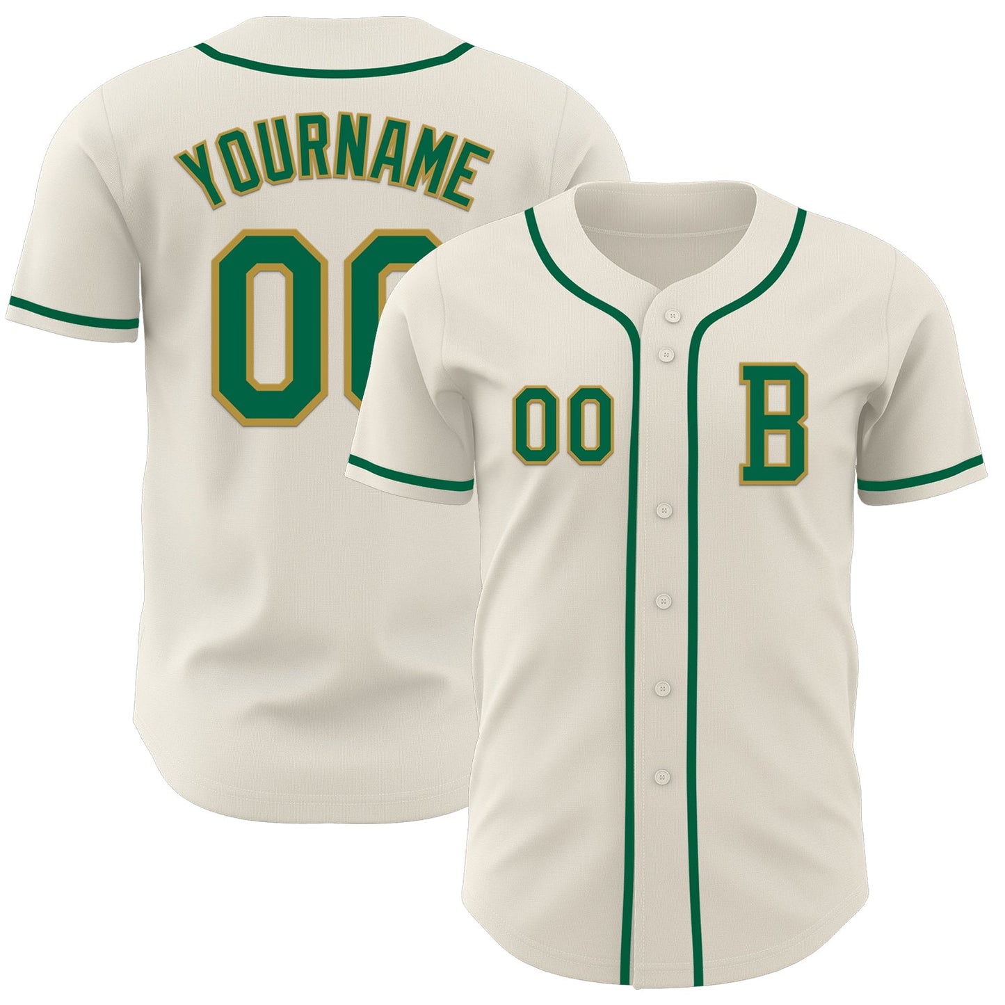 Custom Cream Kelly Green-Old Gold Authentic Baseball Jersey - Sky-Custom