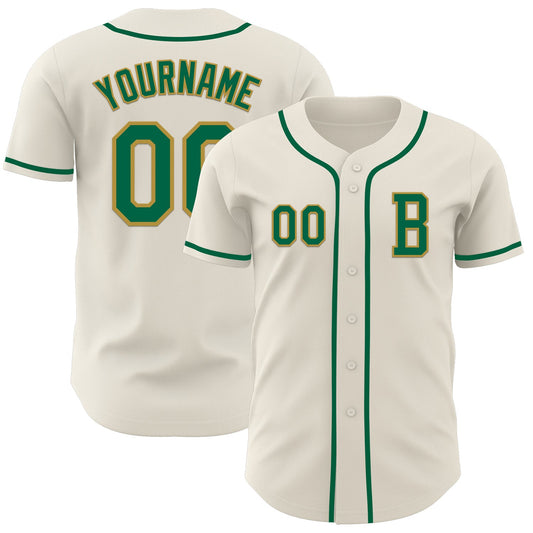 Custom Cream Kelly Green-Old Gold Authentic Baseball Jersey - Sky-Custom