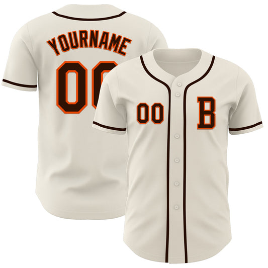 Custom Cream Brown-Orange Authentic Baseball Jersey - Sky-Custom